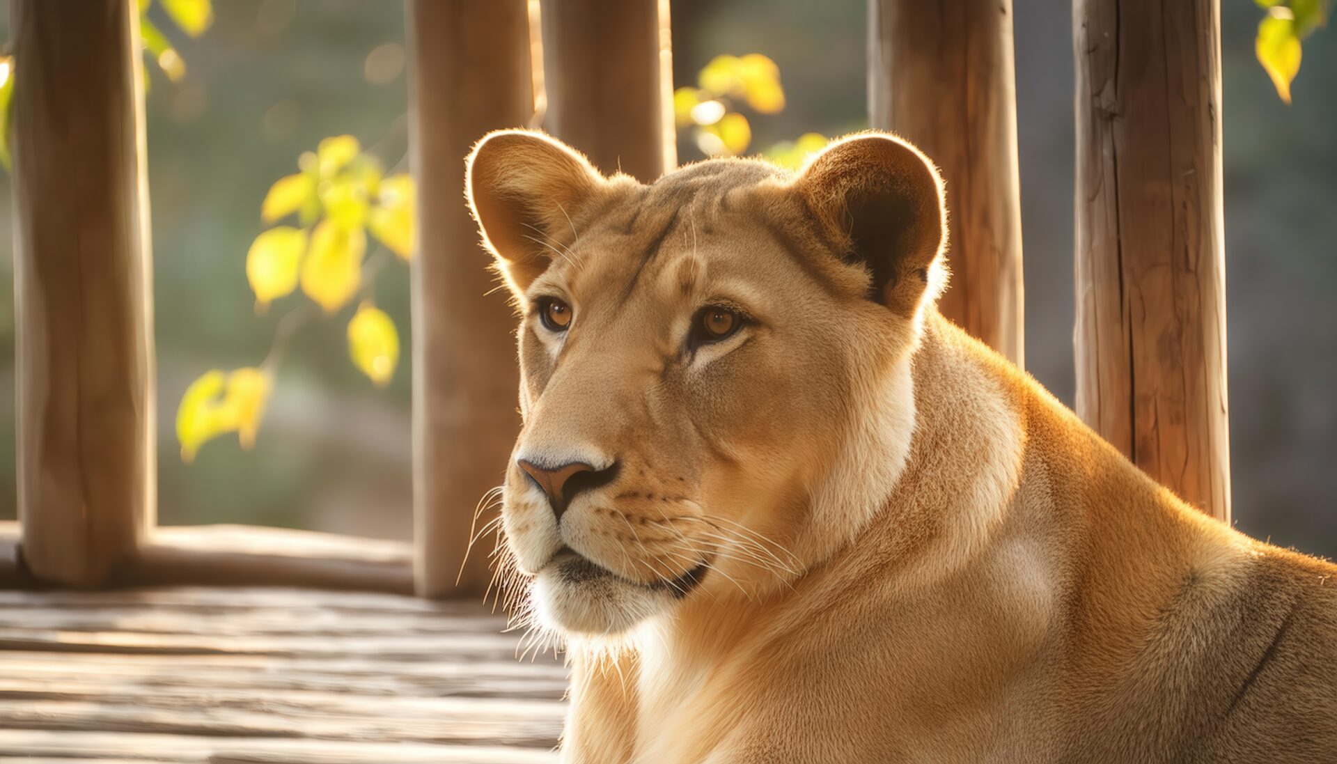 夕陽に照らされたライオンメス