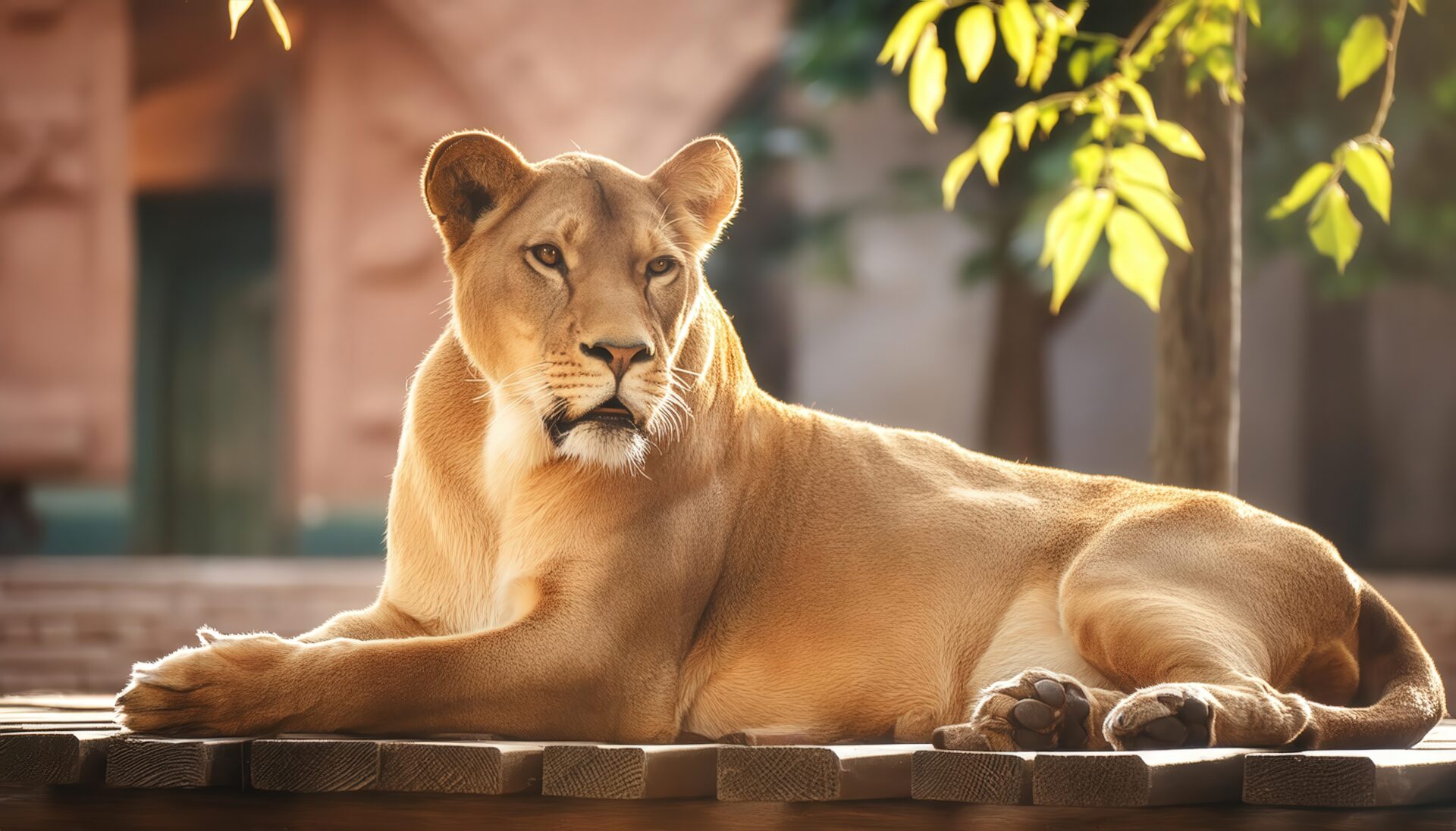 木陰でくつろぐライオンメス