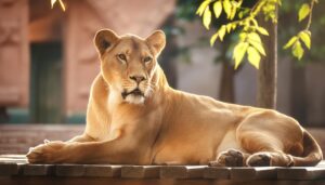 木陰でくつろぐライオンメス