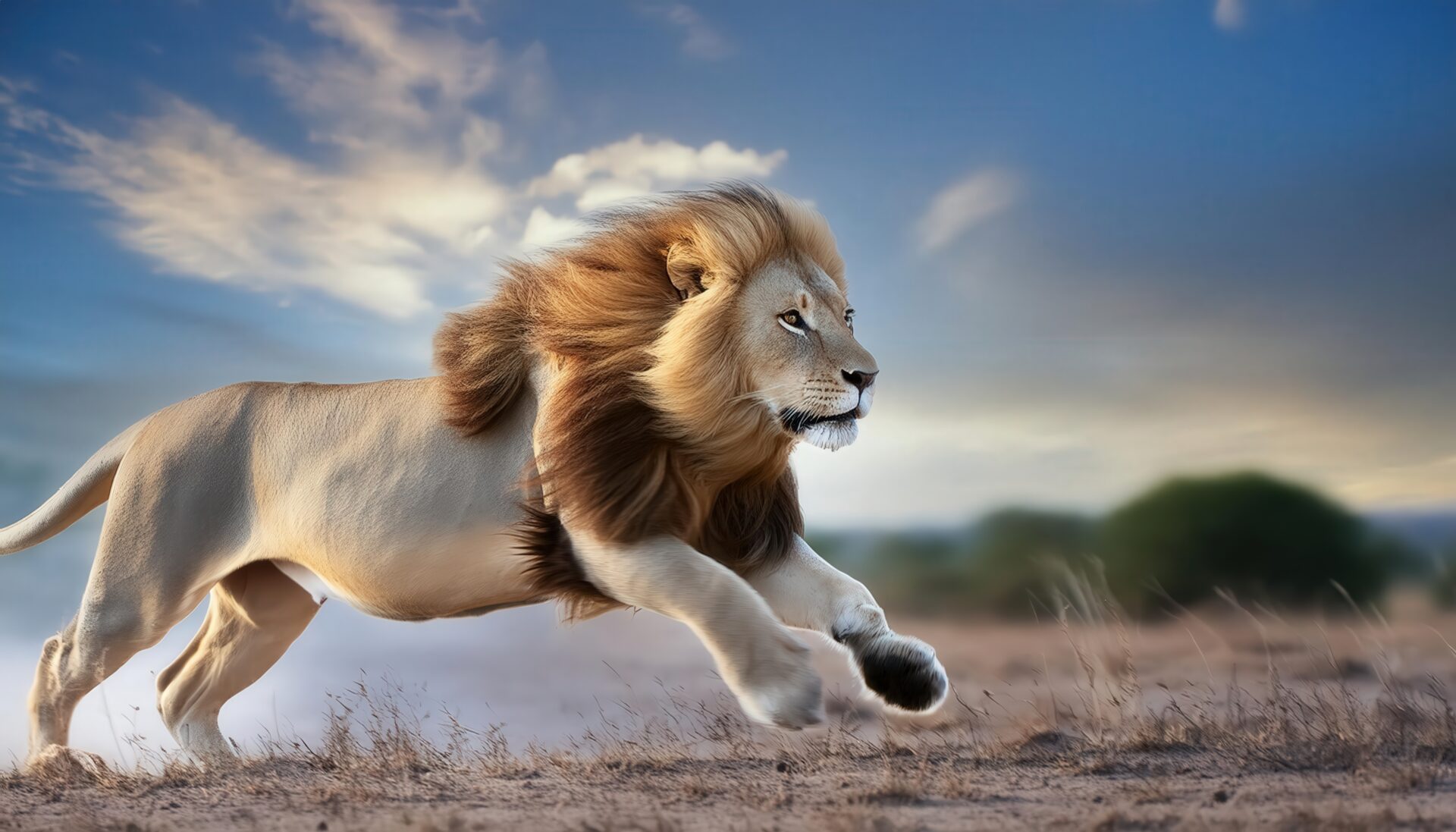 ジャンプするライオン