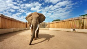 青空の下のゾウ