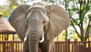 耳を広げたゾウ