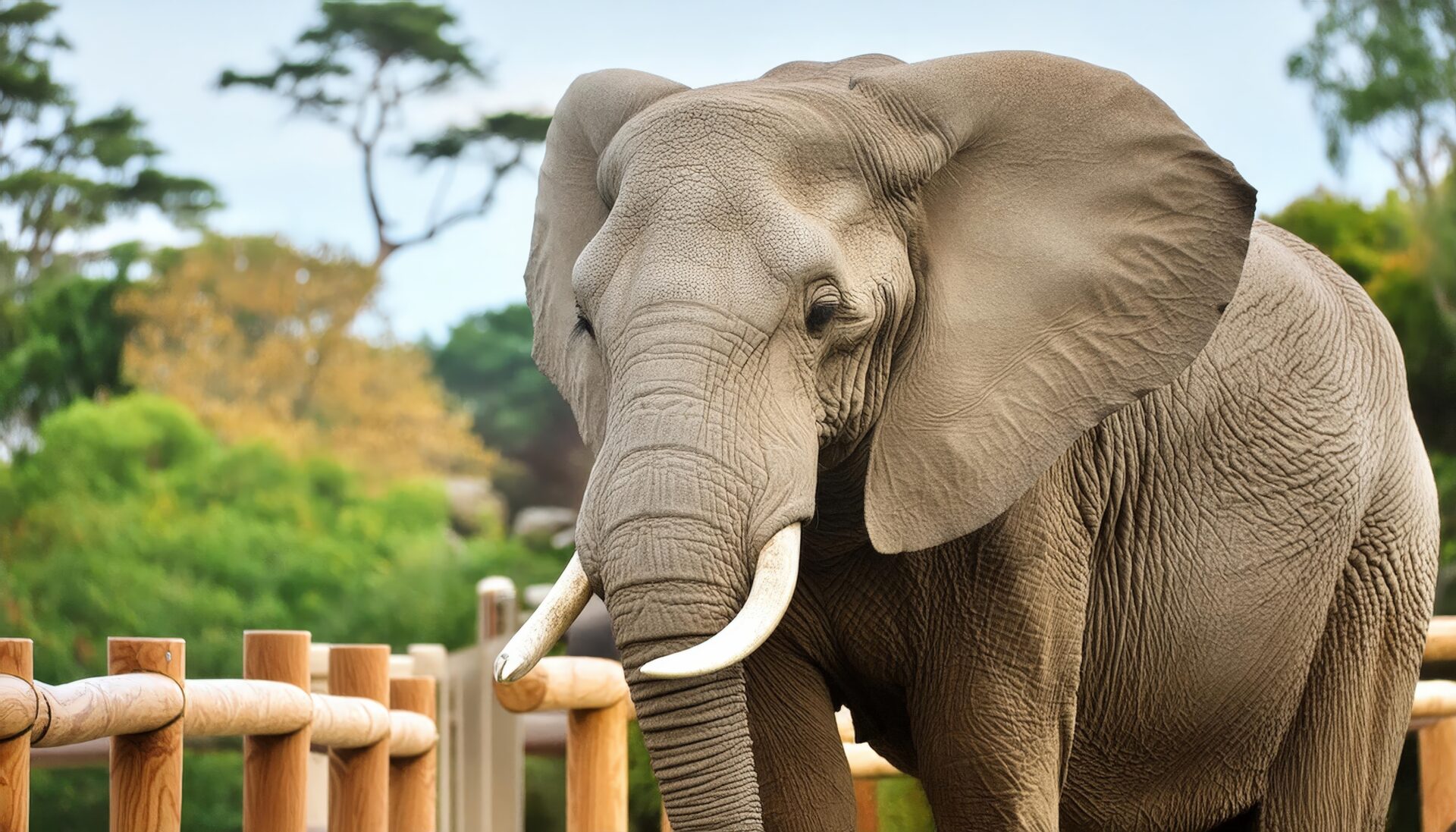 柵のそばのゾウ