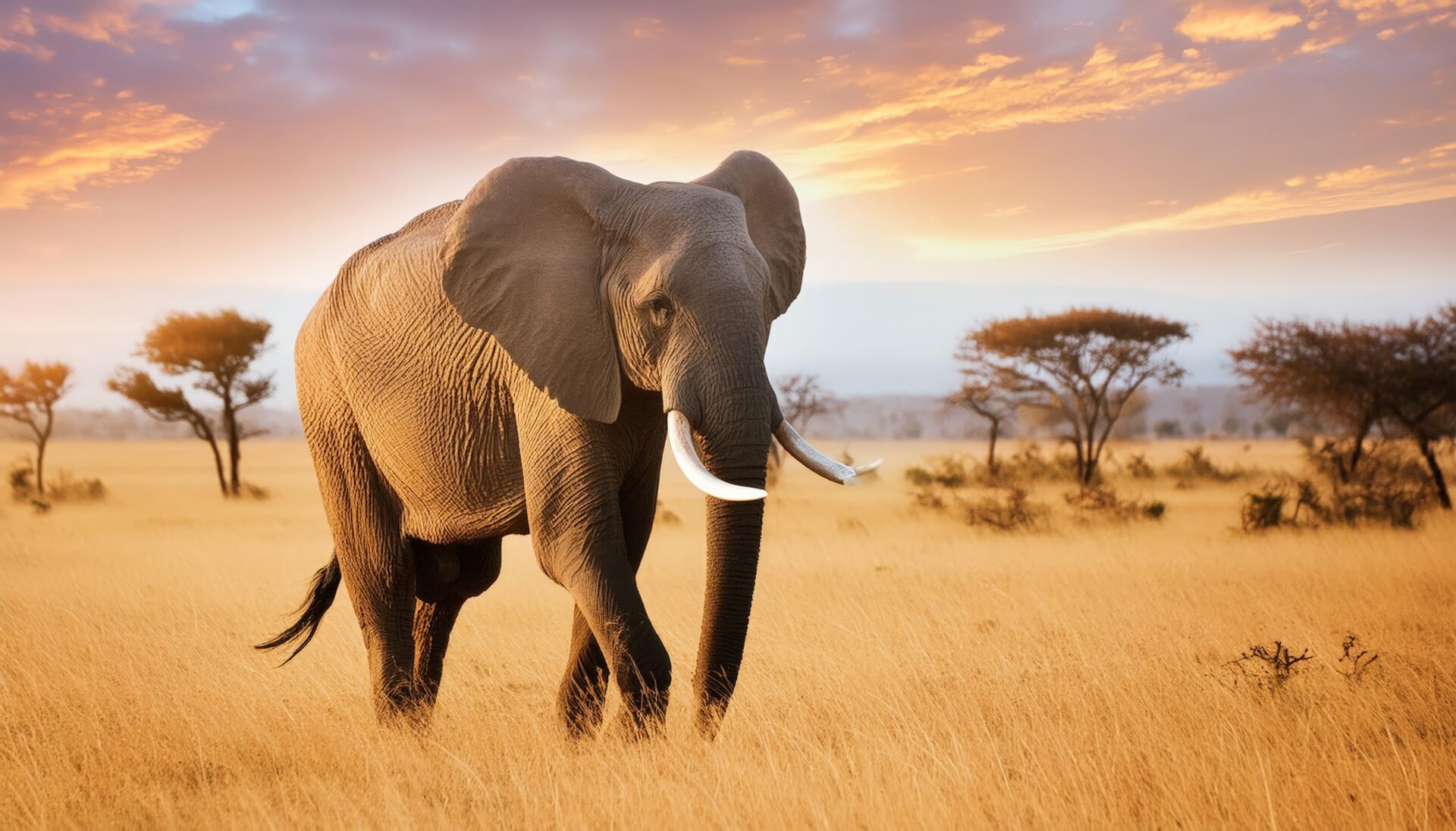 サバンナを歩くゾウ