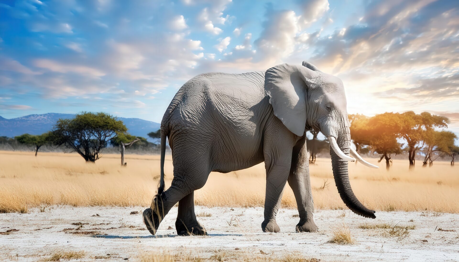 歩くゾウと青空