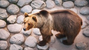 横向きに歩くクマ