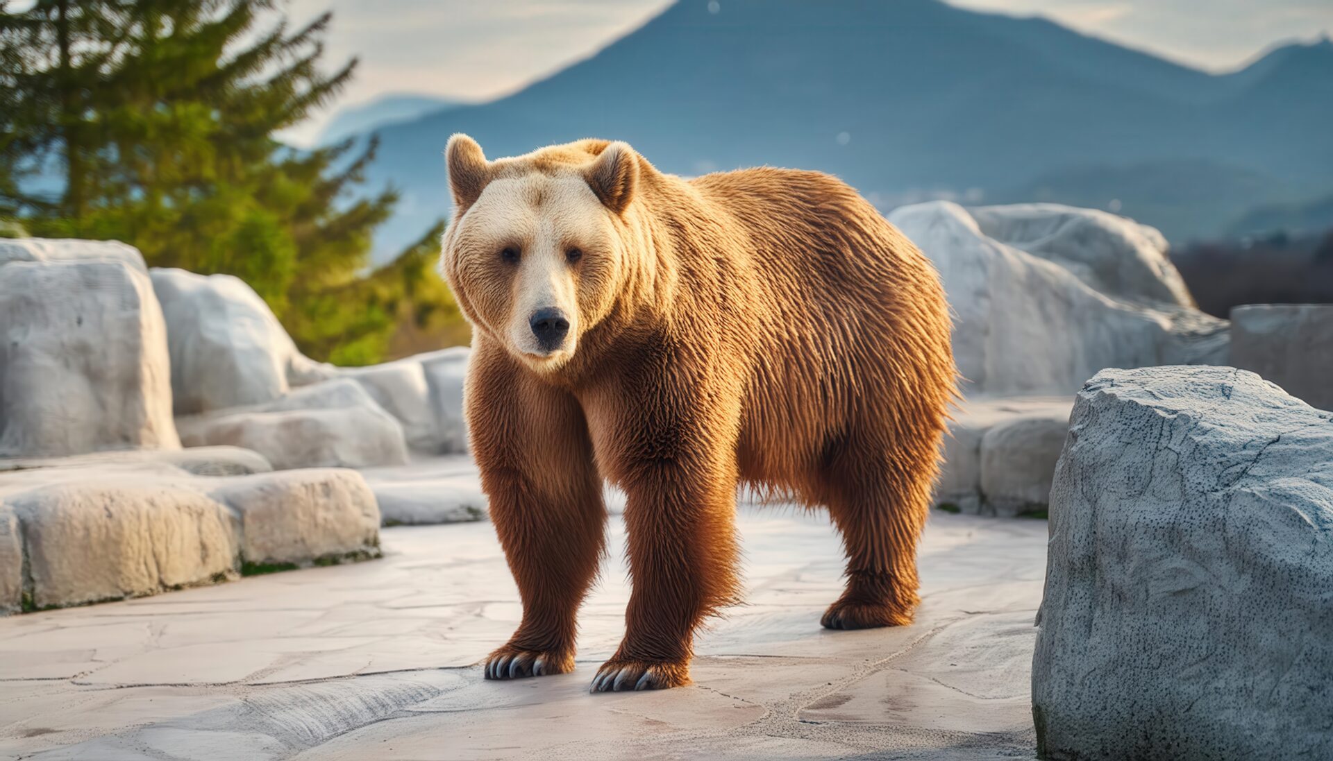 クマと山のある風景