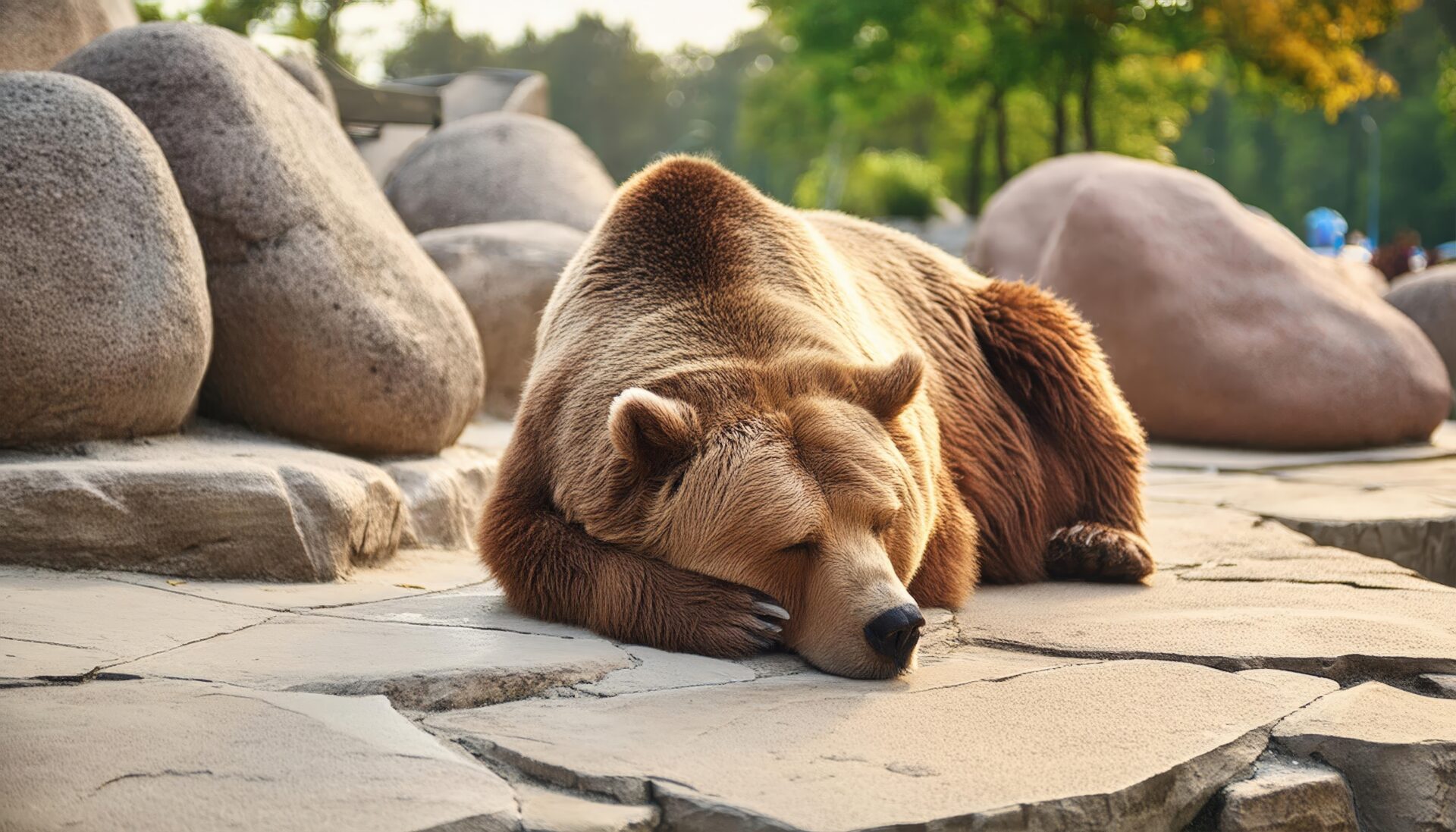 クマの寝姿と自然