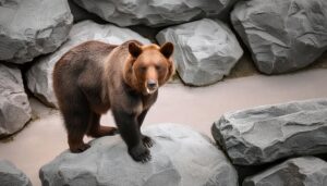 岩の上に立つクマ