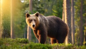 森林を見つめるクマ
