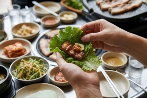 サンチュで巻く手元