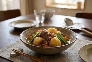 湯気の立つ肉じゃが