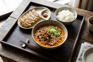 担々麺と小ライスと餃子のセット