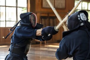面を打ち込む瞬間の剣道の一本