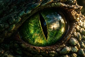 鱗に覆われたドラゴンの目のクローズアップ
