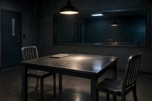 机とライトだけの取調室