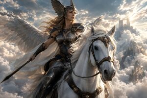 雲の中を白馬で駆けるワルキューレ
