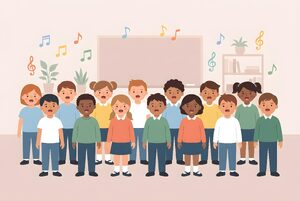 合唱する子どもたちのイラスト