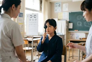 視力検査を受ける女の子