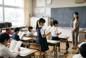 教科書を音読する国語の授業