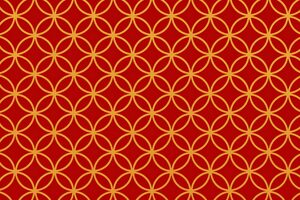 七宝文様（赤地に金）