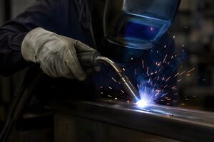 溶接トーチのクローズアップ