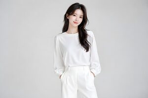 スタジオでポーズをとるモデル