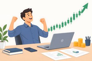 上昇する株価チャートのイラスト