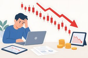下落する株価チャートのイラスト