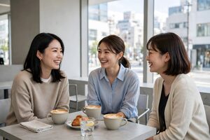 カフェでおしゃべりを楽しむ女性たち