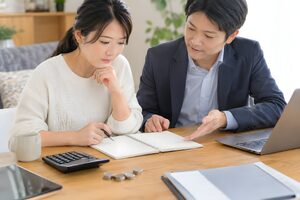家計の見直しを相談する30代女性