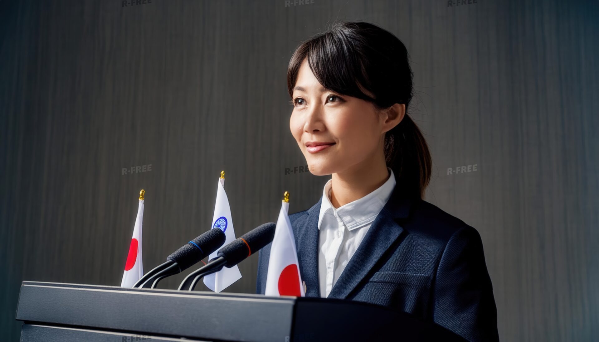 演説中の女性政治家