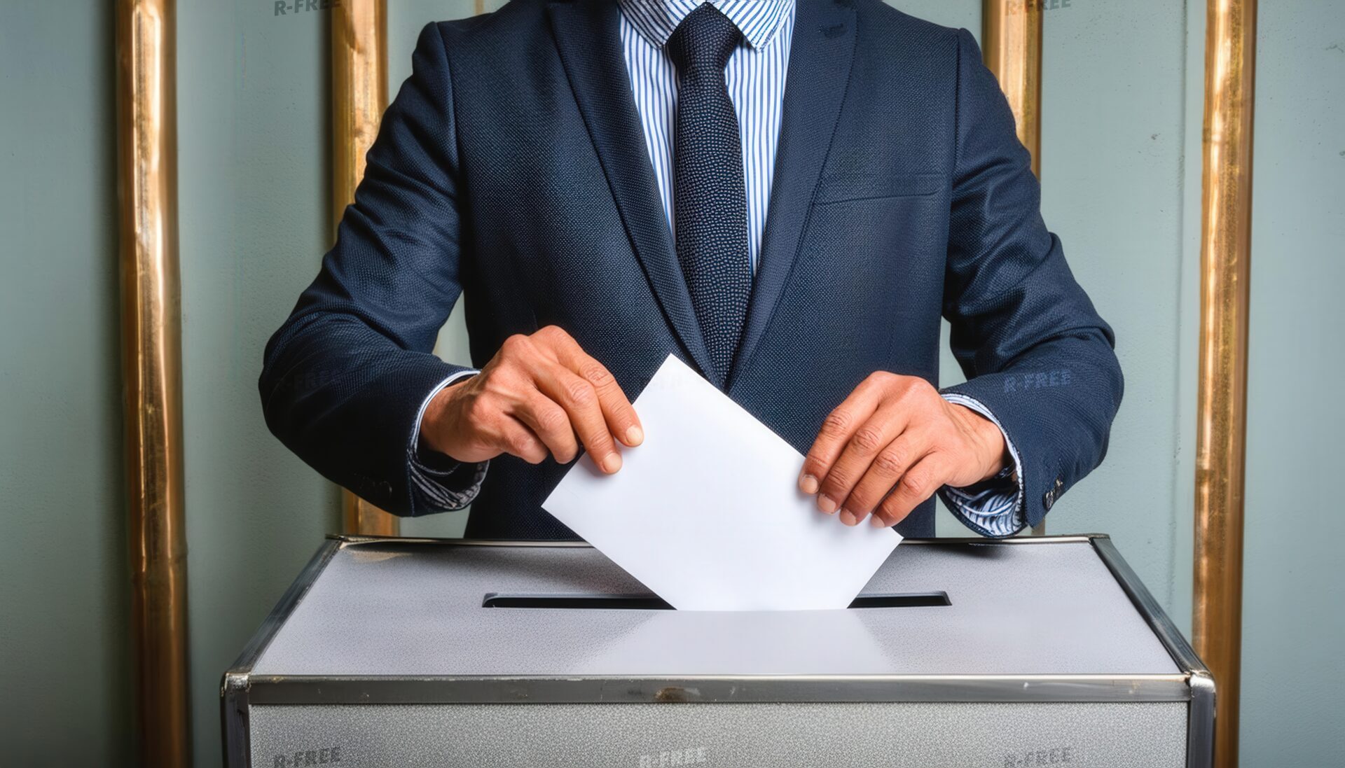 投票箱に投票用紙を入れる男性