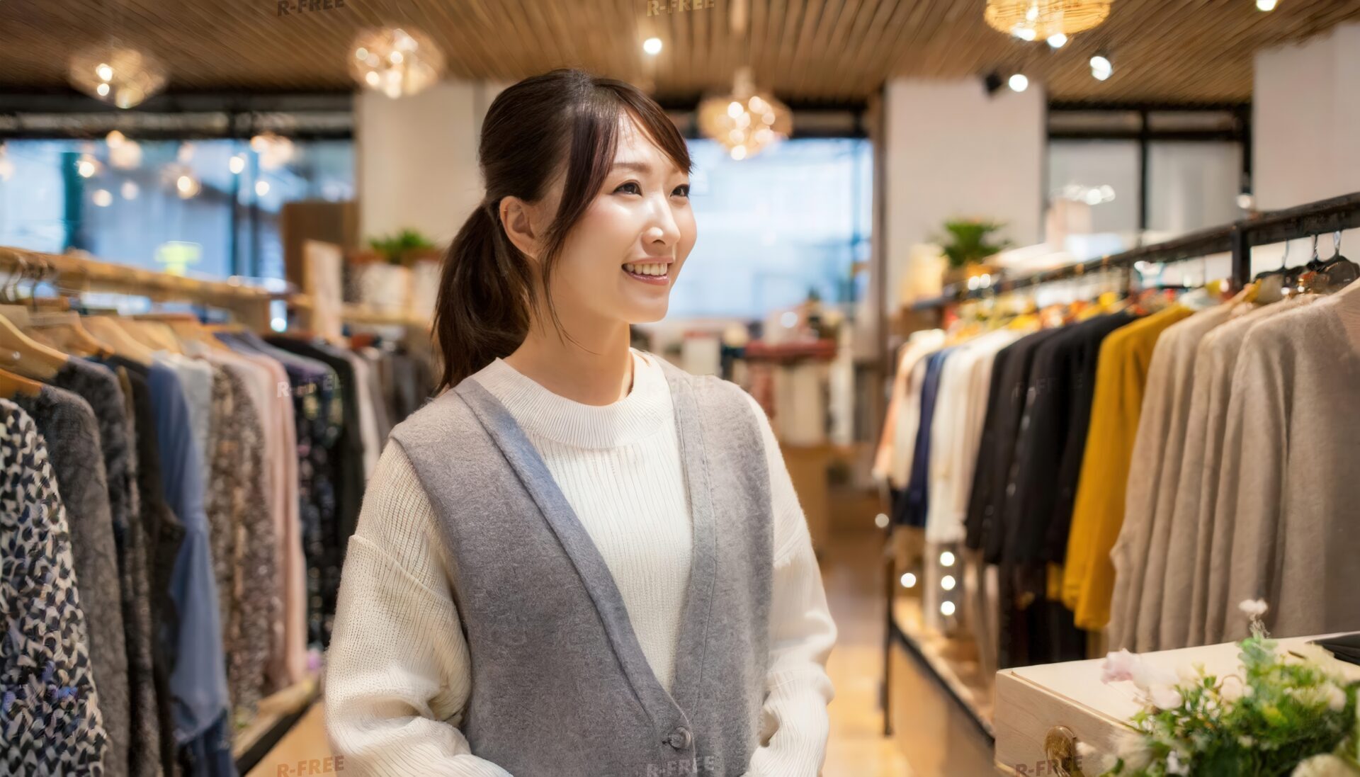 ショップで笑顔の女性