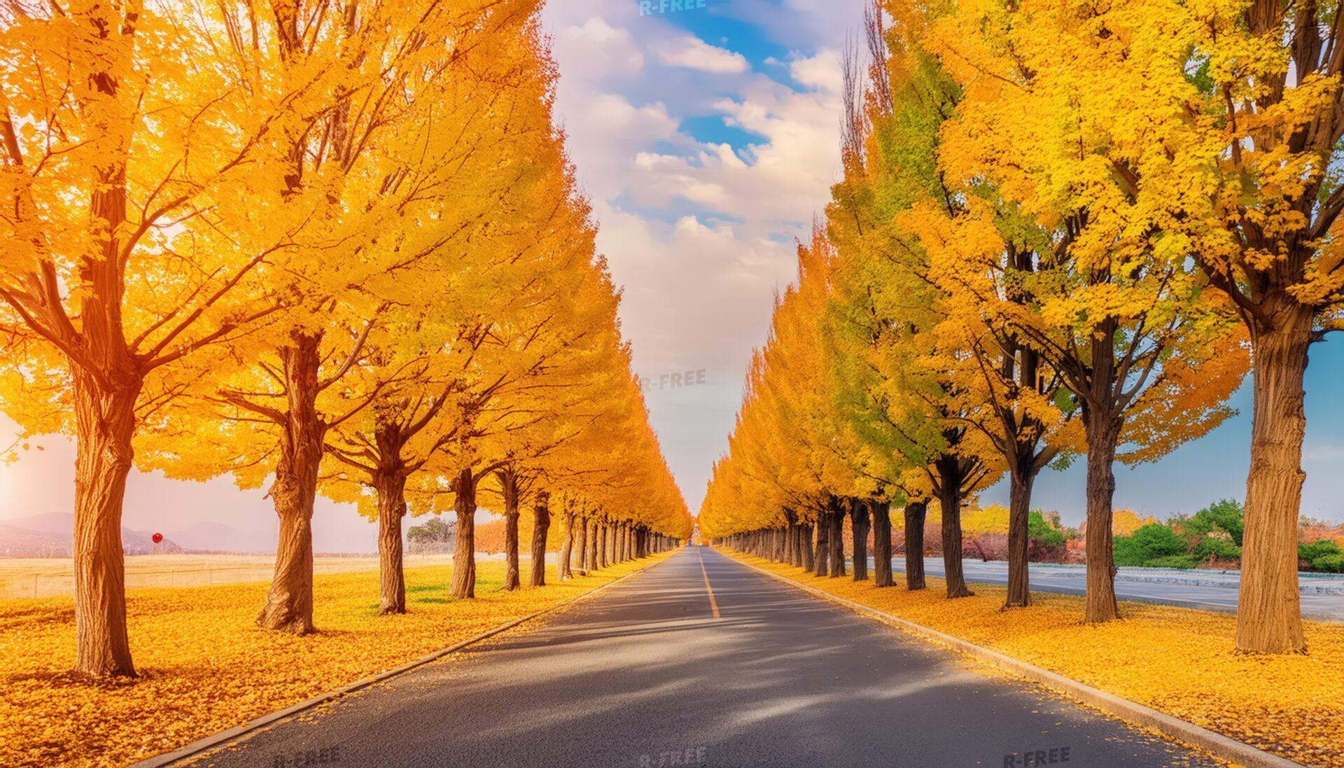 並木道の美しい秋景色