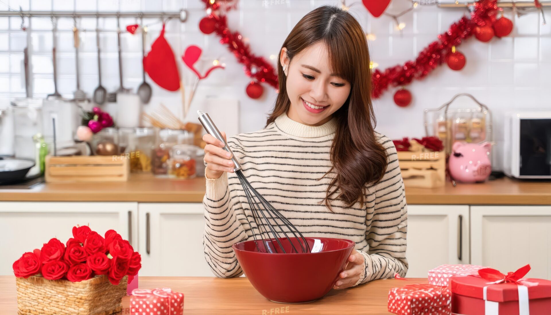 バレンタインの準備をする女性