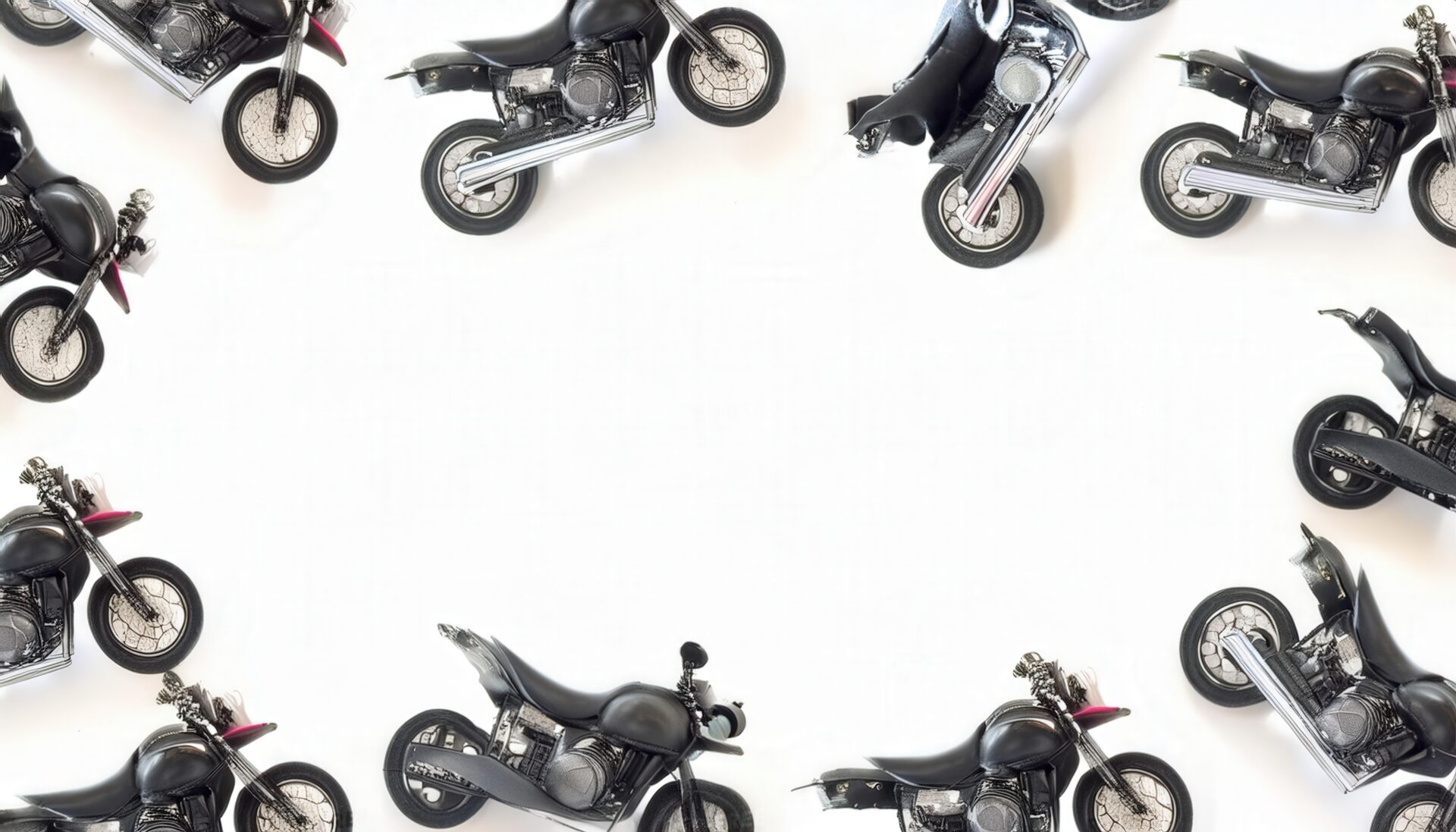 黒いバイクが並ぶミニチュアレイアウト