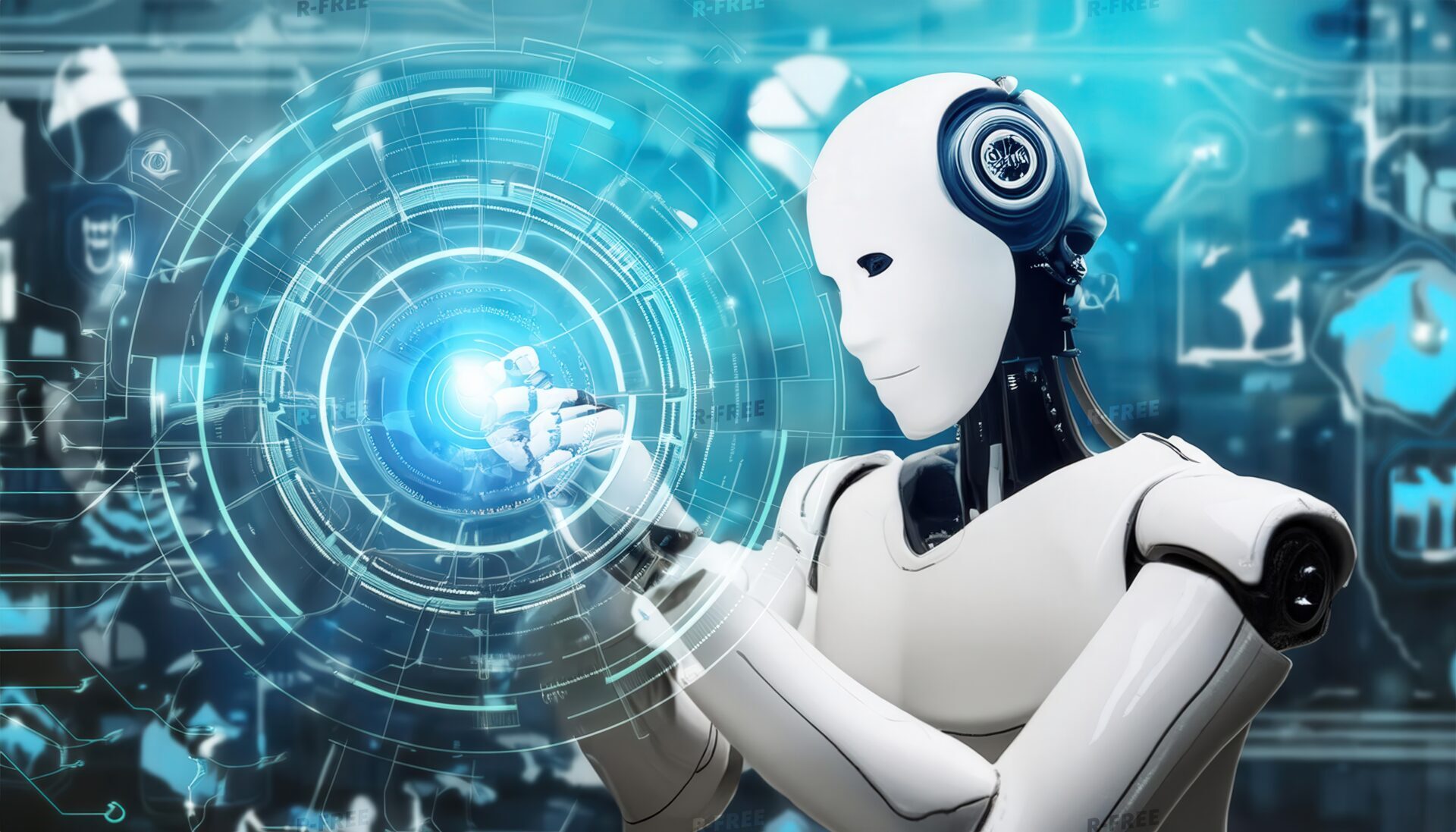 仮想インターフェイスに触れるロボット