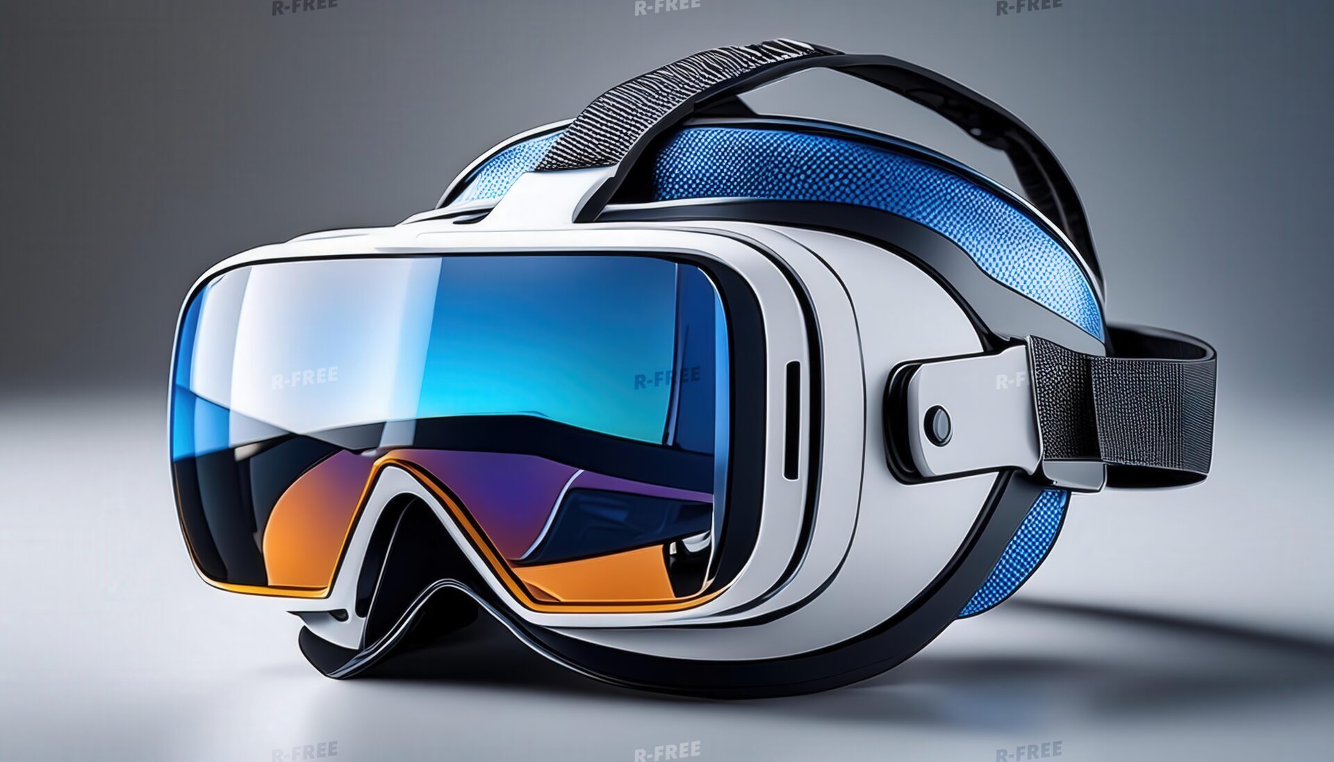 近未来デザインのブルーライトVRヘッドセット