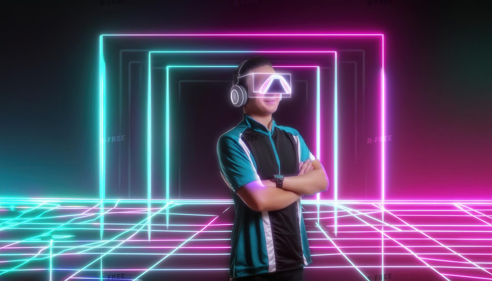 VRゴーグルを装着した男性