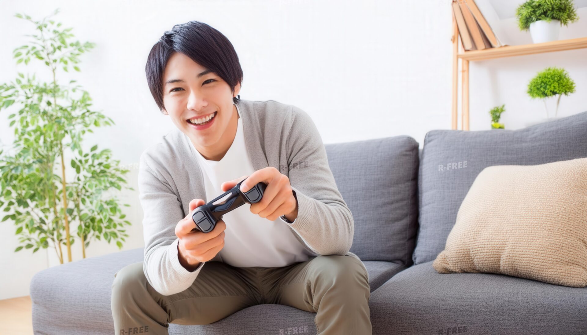 コントローラーを持つ男性