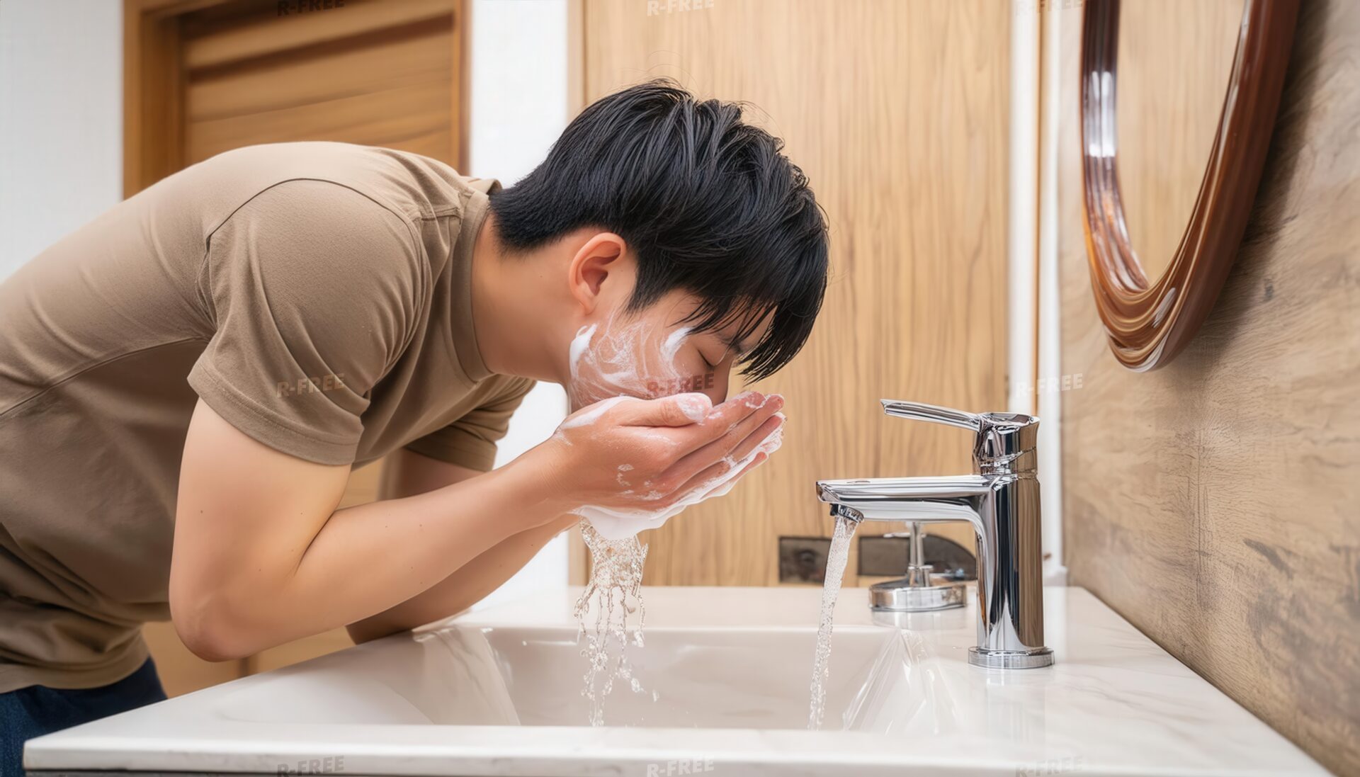 洗顔する男性1