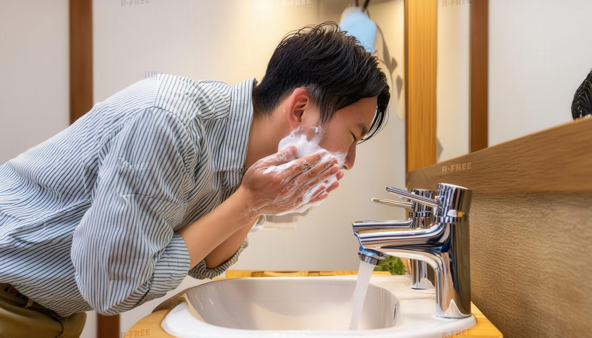 洗顔する男性3