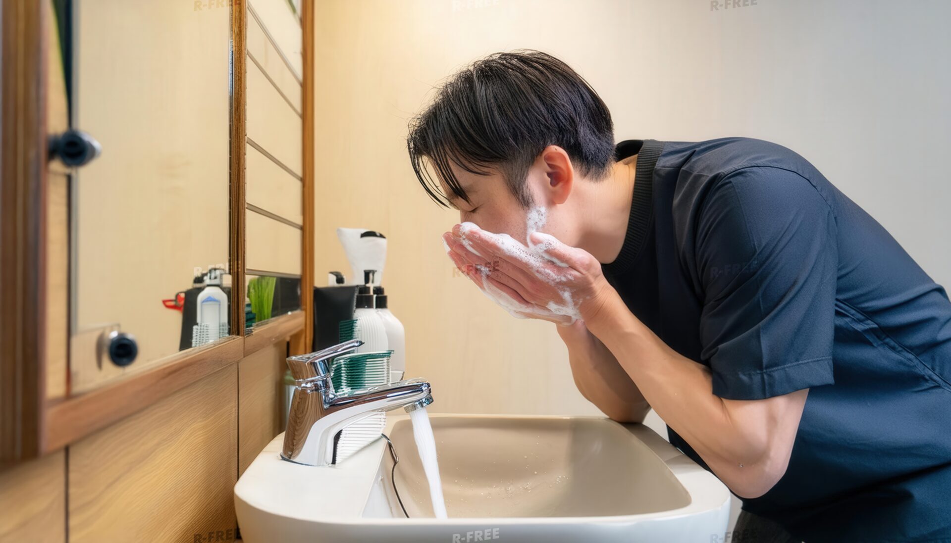 洗顔する男性5