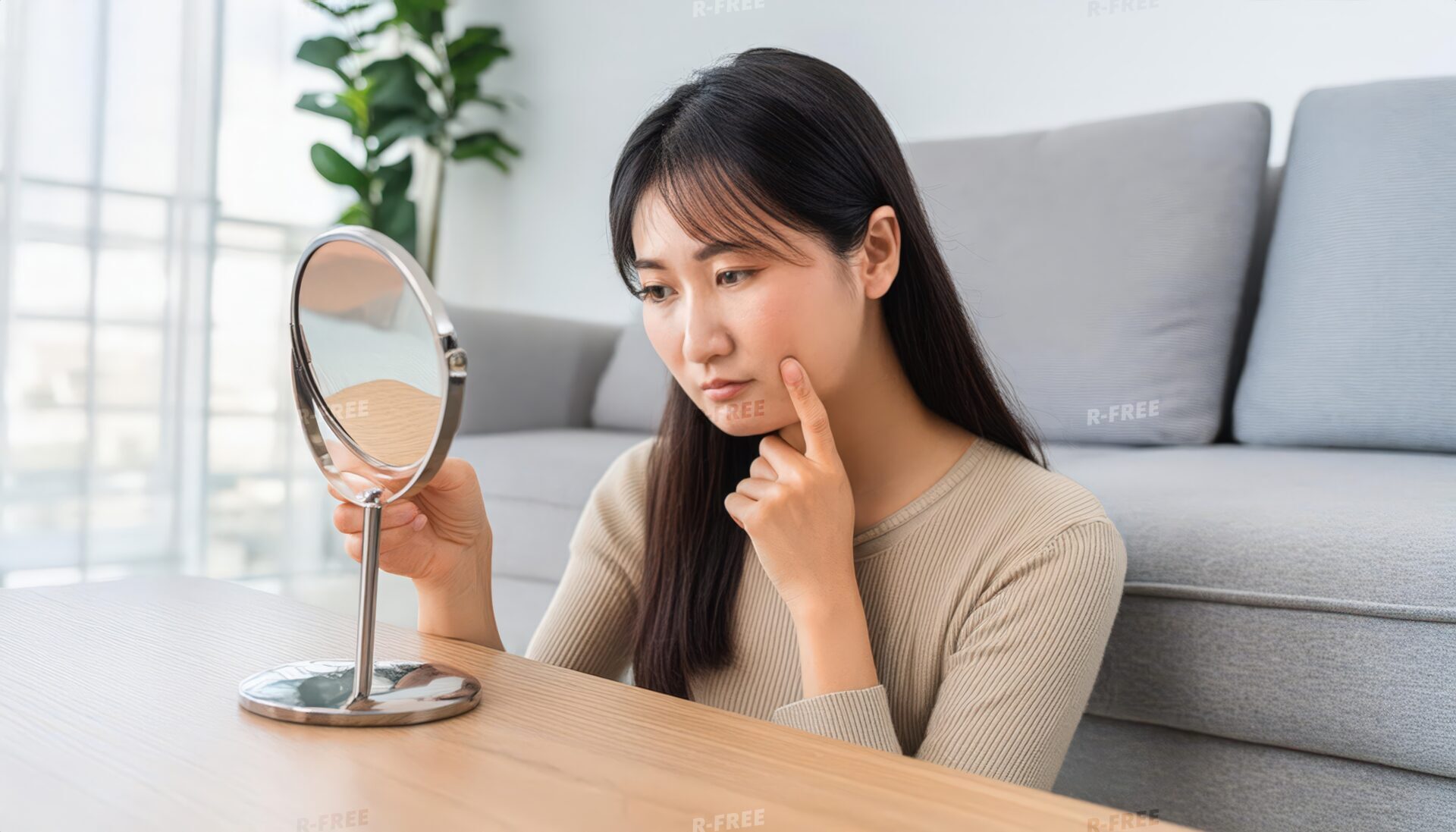 鏡を見る女性3