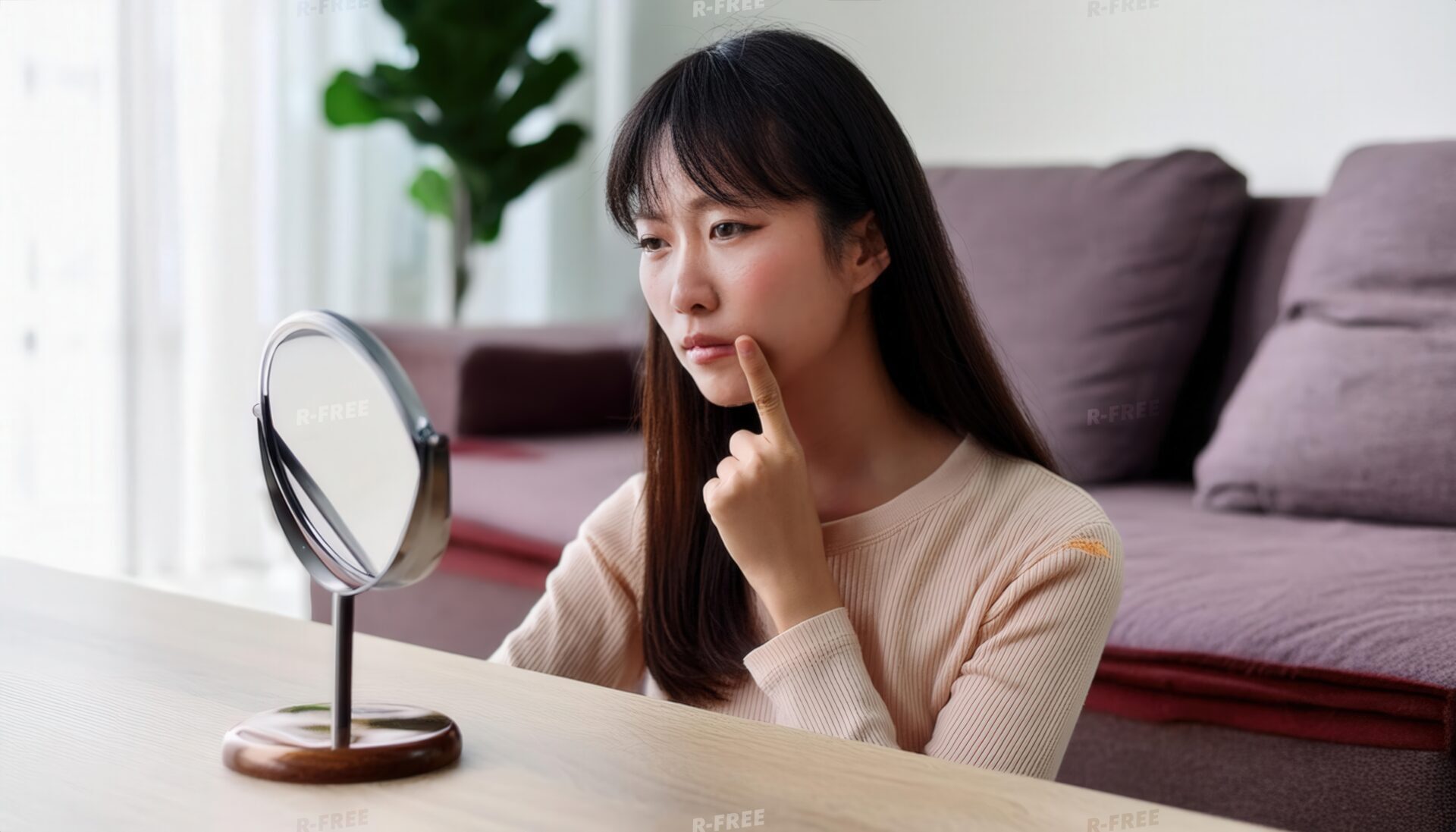 鏡を見る女性4