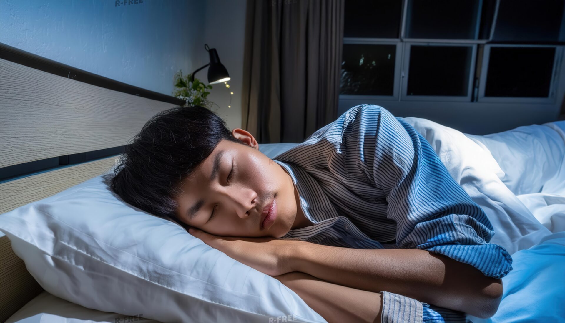 安眠する男性