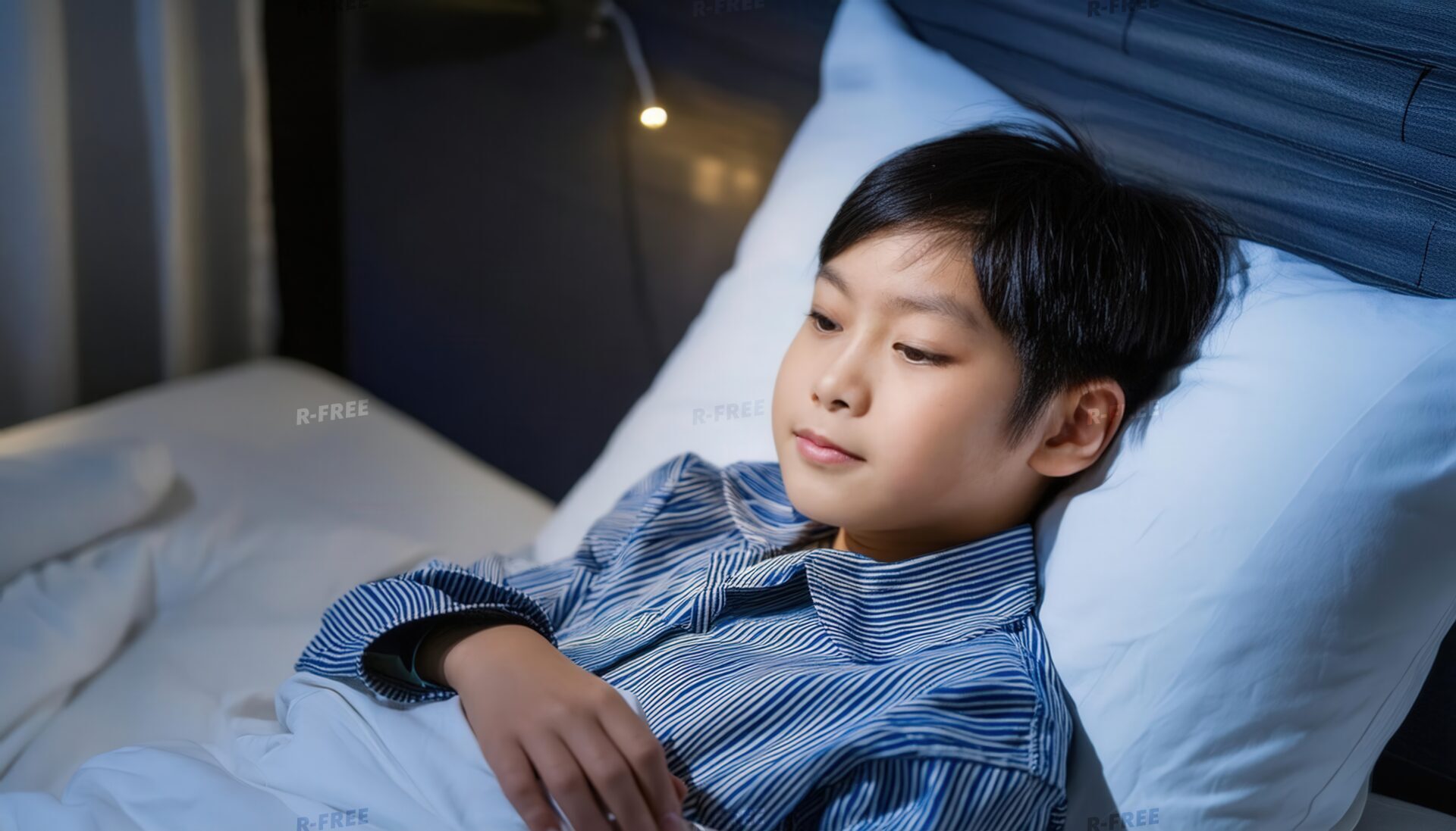 夜、リラックスする子供