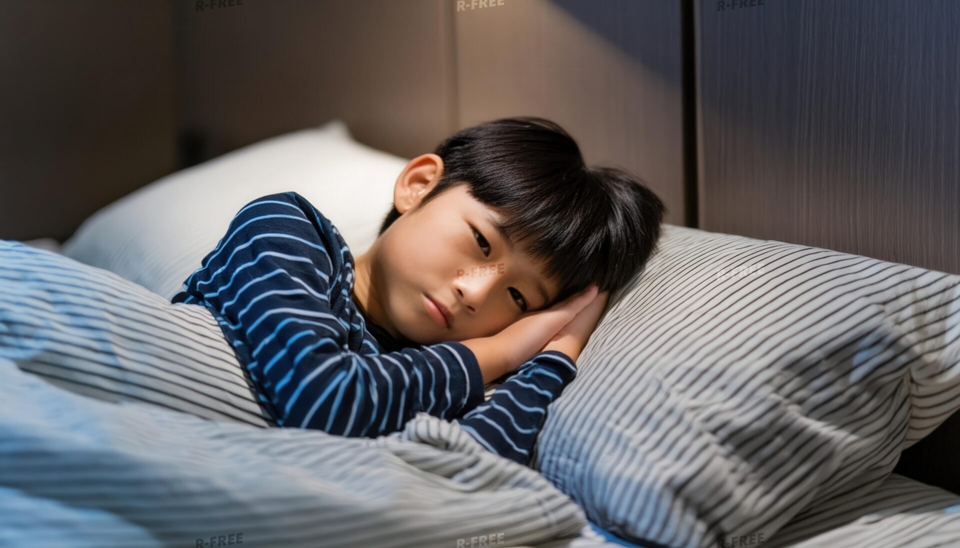 横になって考え込む子供