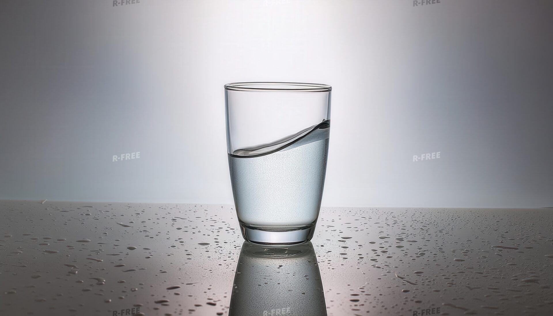 ガラスのコップに入った水と水滴